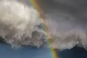 Rainbow and dramatic cloud - New Zealand, South Island, Southland, Slope Point