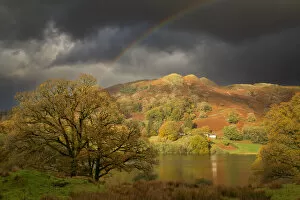 Rainbow over Loughrigg Fell in Autumn, Lake District National Park, Cumbria, England