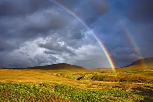 Durness Prints: Rainbow over moorland - United Kingdom, Scotland, Sutherland, Durness