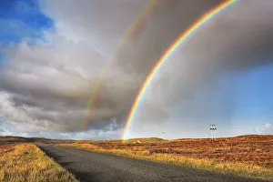 Lewis Prints: Rainbow over the moors of Lewis - United Kingdom, Scotland, Outer Hebrides, Lewis
