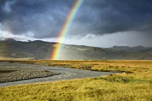Southern Region Prints: Rainbow over river - Iceland, Southern Region, Vik