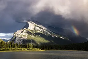Rainbow at Vermillion Lakes, Banff National Park, Canadian Rockies, Canada