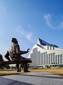Two Rainis Sculpture by Aigars Bikse in front of the National Library of Latvia, Riga, Latvia