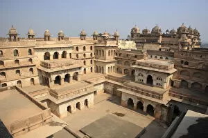 Raj Mahal palace, Jahangiri mahal (in background), Orchha, Madhya Pradesh, India