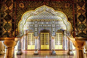 Rajput Architecture Prints: Rang Mandir, City Palace, Jaipur, Rajasthan, India, South Asia