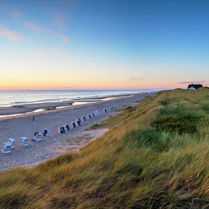 Deckchairs Prints: Rantum beach at sunset, Sylt, Schleswig Holstein, Germany