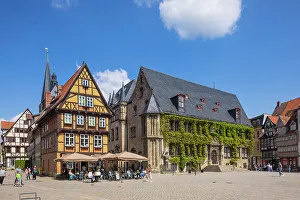 Marktplatz Prints: Rathaus on Marktplatz, Quedlinburg, Harz Region, Saxony-Anhalt, Germany