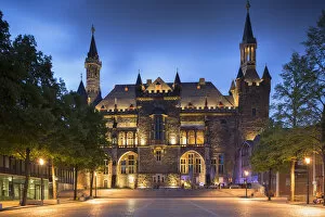 Aachen Gallery: Rathaus (Town Hall) at dusk, Aachen, North Rhine Westphalia, Germany