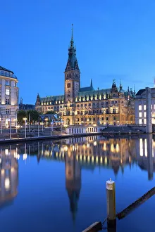 Rathaus Prints: Rathaus (Town Hall) at dusk, Hamburg, Germany