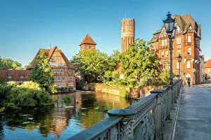 Luneburg Prints: Ratsmill with water tower on the Ilmenau, Luneburg, Lower Saxony, Germany