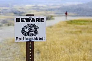 Images Dated 16th February 2009: Rattlesnake Sign, Badlands National Park, South Dakota, USA