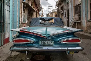 Classic Prints: Rear of old American car, Havana, Cuba
