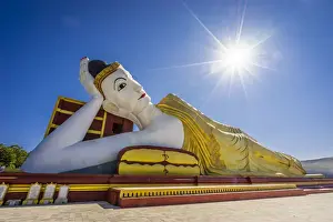 Reclining Buddha Prints: Reclining Buddha near Maha Bodhi Ta Htaung Standing Buddha, Monywa, Monywa Township