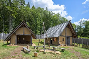 Saarland Prints: Reconstructed celtic village, Otzenhausen, Hunsruck National Parc, Saarland, Germany