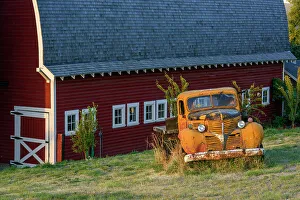 Orderly Prints: Red barn and derelict truck, Hwy 272 between Colfax and Palouse, Washington, USA