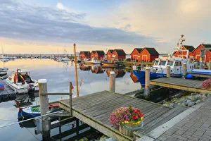 East Germany Prints: Red cottage with fishing boats, White Wiek, Baltic Sea, Boltenhagen