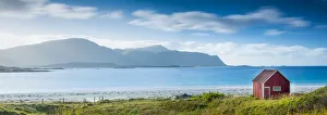 Images Dated 13th September 2013: Red Fishing Hut on Ramberg Beach, Lofoten Islands, Norway