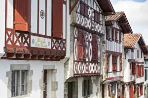 Red half-timbered houses of La Bastide Clairence, one of the most beautiful villages