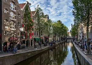 Red Light District, Oudezijds Achterburgwal Canal, De Wallen, Amsterdam, North Holland