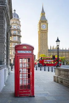 Red phone box & Big Ben, Houses of Parliamant, London, England, UK Red phone box & Big Ben, Houses of Parliamant, London, England, UK