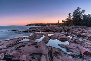 Killarney Prints: Red Rock Point on Georgian Bay at sunset, Killarney, Ontario, Canada