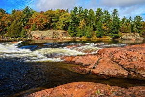 Flowing Water Prints: Red rocks and rapids on the Mississagi River, Mississauga First Nation, Ontario, Canada