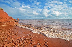 Lawrence Prints: Red sandstone cliffs along the Gulf of St