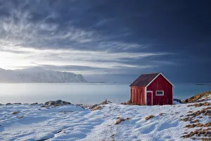 Red Shack in Winter, Lofoten Islands, Norway