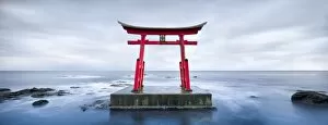Images Dated 8th March 2017: Red torii gate near Shosambetsu, Hokkaido, Japan