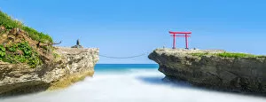 Images Dated 8th March 2017: Red torii gate at Shimoda beach, Shizuoka Prefecture, Japan