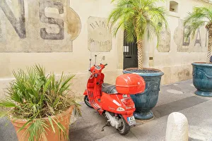 Herault Prints: Red Vespa, Montpellier, Herault, France