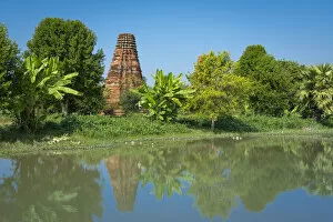 Images Dated 12th August 2020: Reflection of ancient temple near Bagaya monastery, Inwa (Ava), Mandalay Region, Myanmar