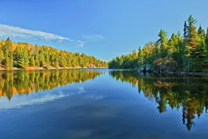 Central Canada Prints: Reflection in autumn on Blindfold Lake. Storm Bay Road. Near Kenora, Ontario, Canada