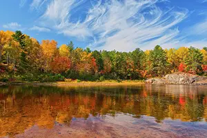 Central Canada Prints: Reflection on the Aux Sables River in autumn Chutes Provincial Park, Ontario, Canada