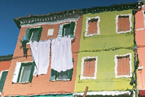 Buidlings Prints: A reflection of colourful buildings on the island of Burano, Venice, Italy