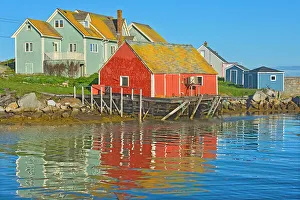 Peggys Cove Prints: Reflection in fishing village of Peggy's Cove, Peggy's Cove, Nova Scotia, Canada