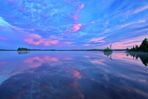 La Belle Province Prints: Reflection on Lac des Sables at sunrise, Belleterre, Quebec, Canada