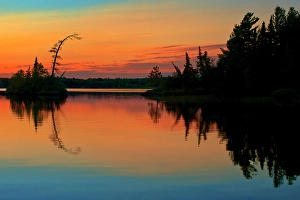 Sunrise Sunset Prints: Reflection on Lac des Sables at sunset Belleterre, Quebec, Canada