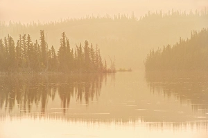 Talbot Lake Prints: Reflection in morning light over Talbot Lake, Alberta, Canada