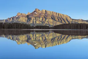 reflection of Mount Rundle in Two Jack Lake - Canada, Alberta, Banff National Park