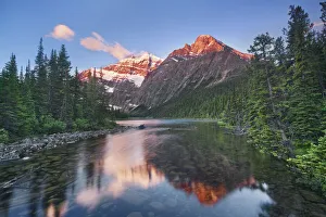 reflection Mt. Edith Cavell in Cavell Lake - Canada, Alberta, Jasper National Park
