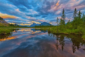 Artist Prints: Reflection of Mt. Rundle and Vermilion Lakes at sunset