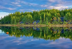 Greater Sudbury Prints: Reflection on northern lake. Adjacent Regional Road 80 (Old Highway 69)