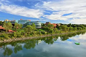 Man Made Prints: Reflection od Medicine Hat skyline along the South Saskatchewan River Medicine Hat