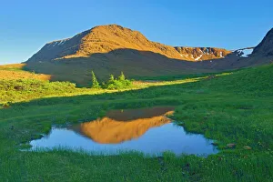 Newfoundland Prints: Reflection of pond at the Tablelands at sunset