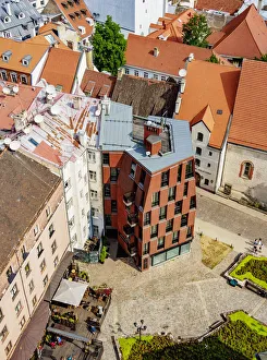 Latvian Prints: Reformation Square, elevated view, Old Town, Riga, Latvia
