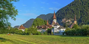 Interlaken Prints: Reformed Castle Church, monastery and Interlaken Castle, Interlaken, Switzerland