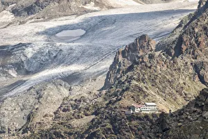 Bernina Group Prints: The Refuge Marinelli Bombardieri and glacier, Valmalenco, Province of Sondrio, Valtellina