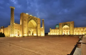 Images Dated 19th December 2017: The Registan square and two of its madrasahs