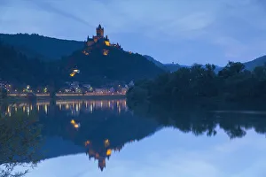 Cochem Prints: Reichsburg at dusk, Cochem, Rhineland-Palatinate, Germany